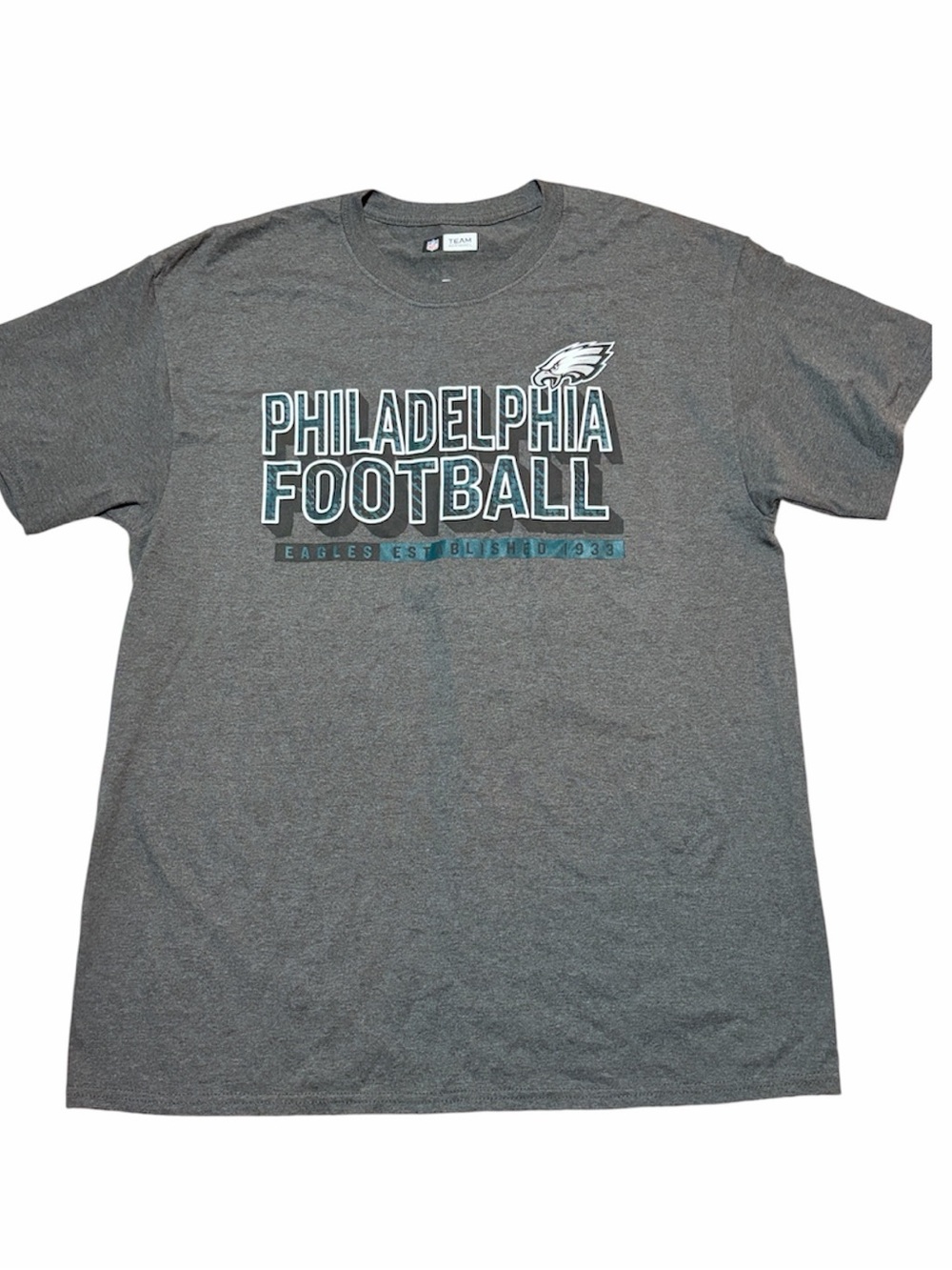 NFL Mens Philadelphia Eagles Logo T-Shirt Sz L Heather Grey Short Sleeve NWT